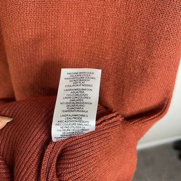 Nina Leonard Womens Sweater Dress Size Small Balloon Sleeve Ribbed Orange - Picture 5 of 7